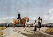 Wilhelm von Kobell Gentleman on Horseback and Country Girl on the Banks of the Isar near Munich oil painting